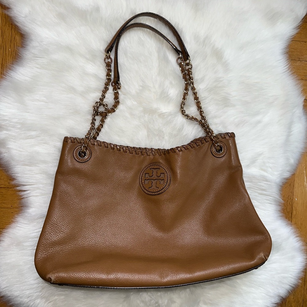 Tory Burch brown leather shoulder bag with dust bag